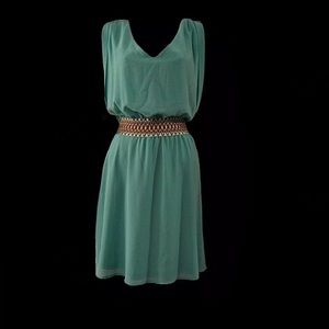 Fab' rik Women's Green Casual Stretch Dress